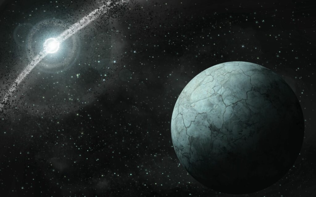 Serene Outer Space Wallpaper: Textured Planet & Starry Night View