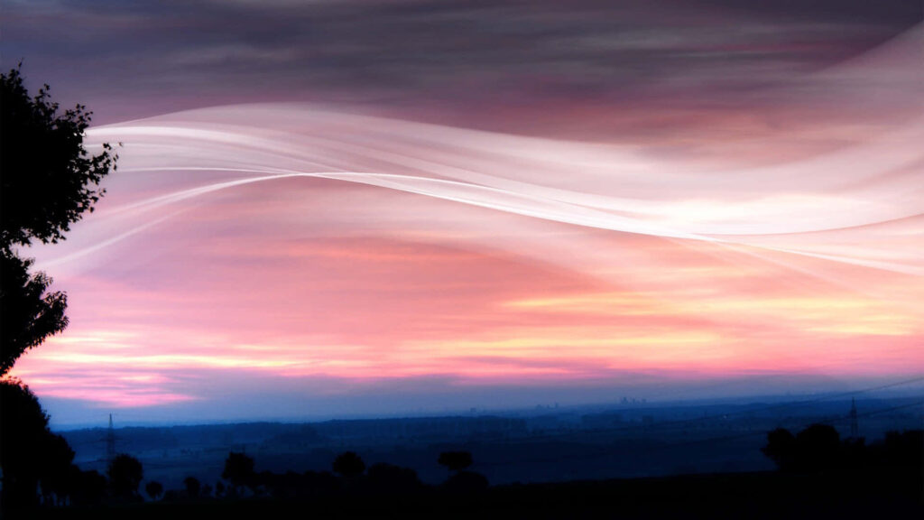 Tranquil Pink Beach Sunset Wallpaper: Serene Sky & Calming Horizon