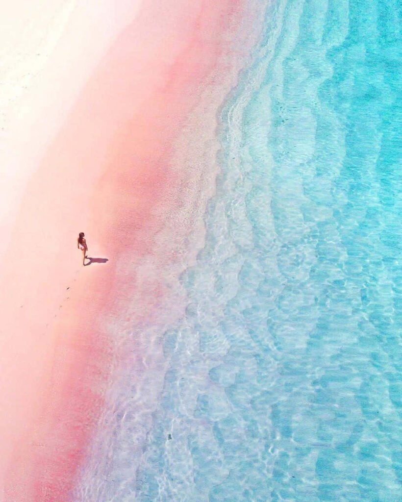 Tranquil Pink Sand Beach & Turquoise Waters Wallpaper Background