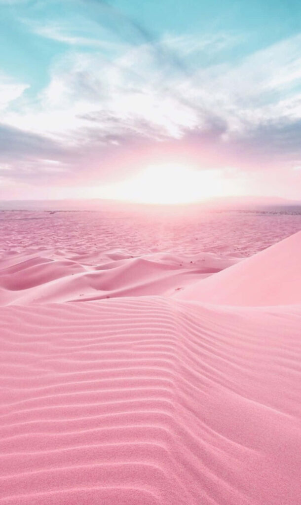 Serene Pink Sand Beach: A Stunning Paradise Landscape Wallpaper