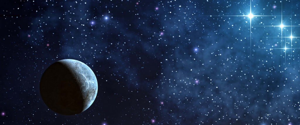 Serene Planet Wallpaper: Cosmic Space & Glowing Stars Background