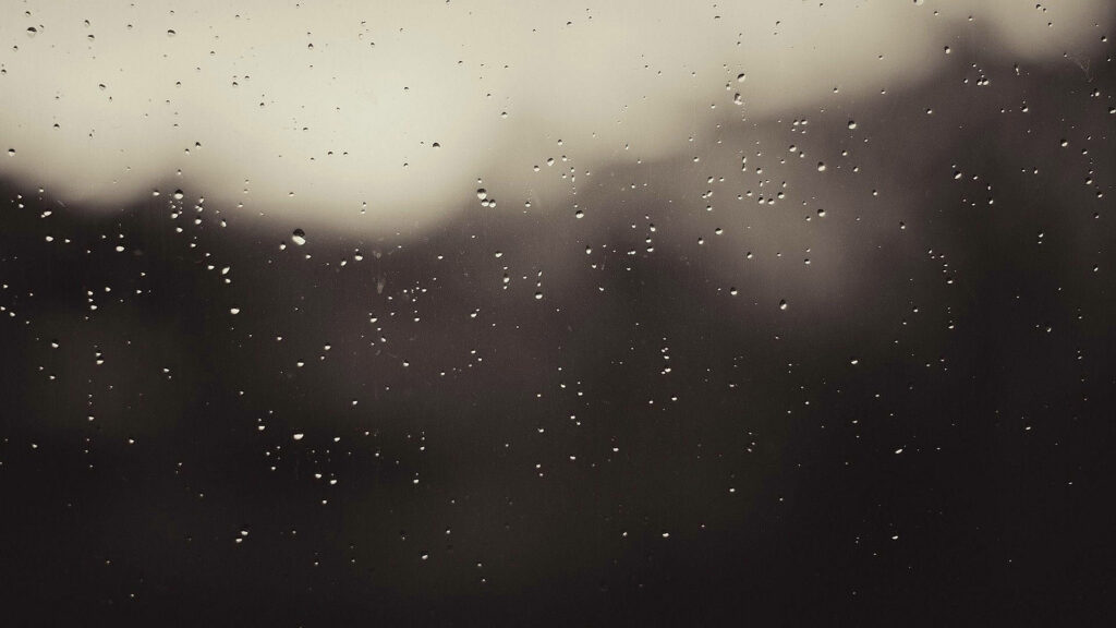 Serene Raindrop Wallpaper: Moody Gray Window View for Calm Spaces