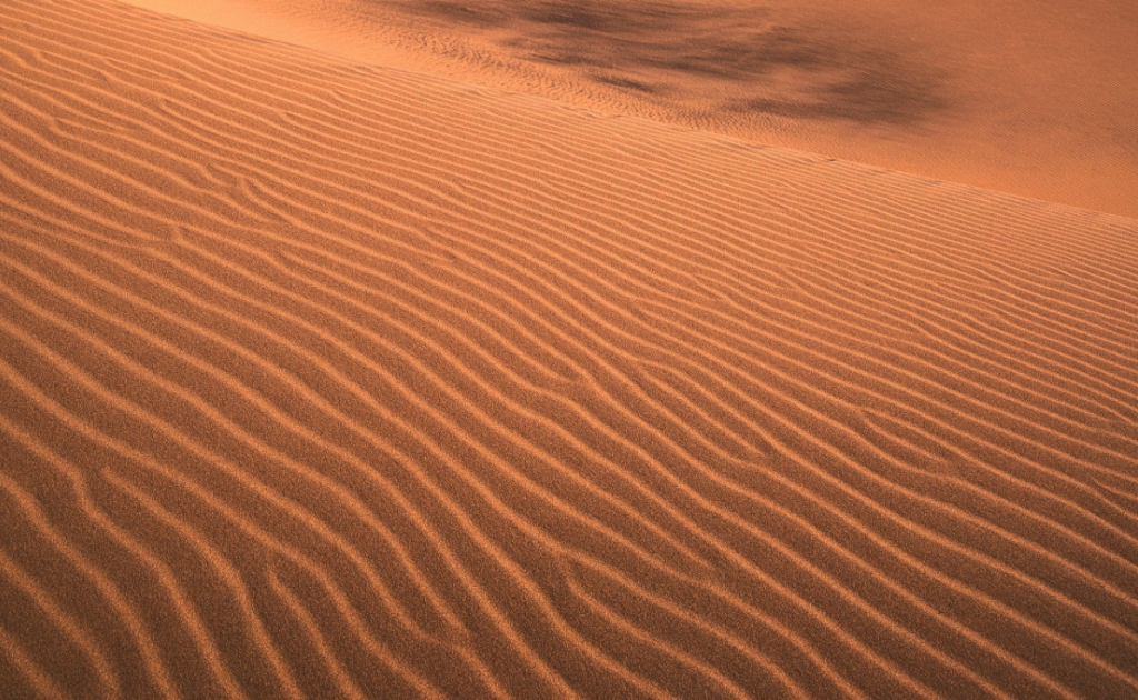 Golden Sahara desert dunes with sunlit ripple patterns serene sand wallpaper background