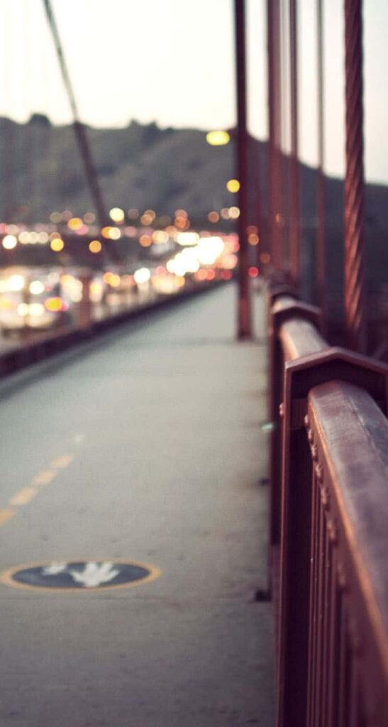 San Francisco Dusk Walkway with Red Railing - Golden Gate Wallpaper