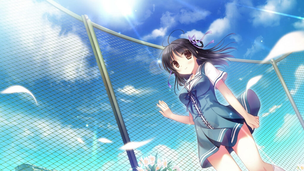 Enchanting Anime Beauty: Schoolgirl Serenity in Full HD Wallpaper