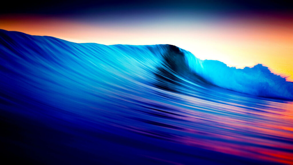 Captivating Metallic Blue Ocean Wave with Hints of Red - Mesmerizing 4k Computer Background Wallpaper