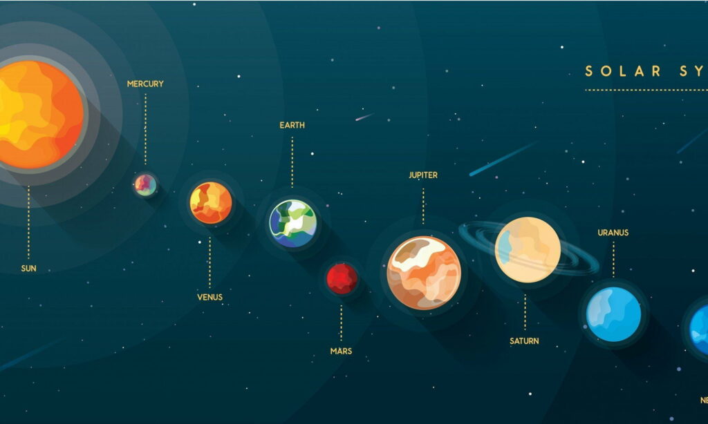 Simplicity in Space: HD Wallpaper showcasing a Stylish Minimalist Solar System