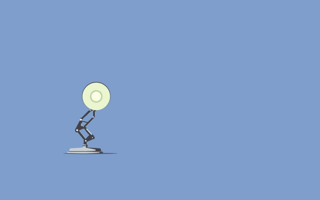 Pale Blue Serenity: Pixar Lamp Art in Minimalist Aesthetics Wallpaper