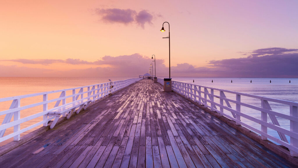 Sunset Serenade: A Captivating Boardwalk Escape - Macbook Pro Aesthetic Background Wallpaper