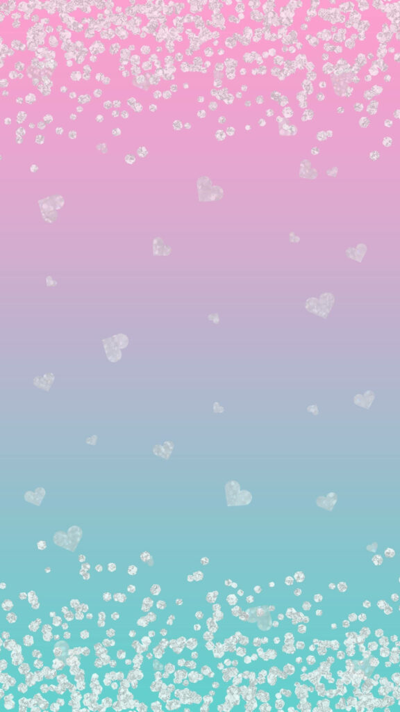 Charming Soft Pink & Blue Gradient Heart Wallpaper Background