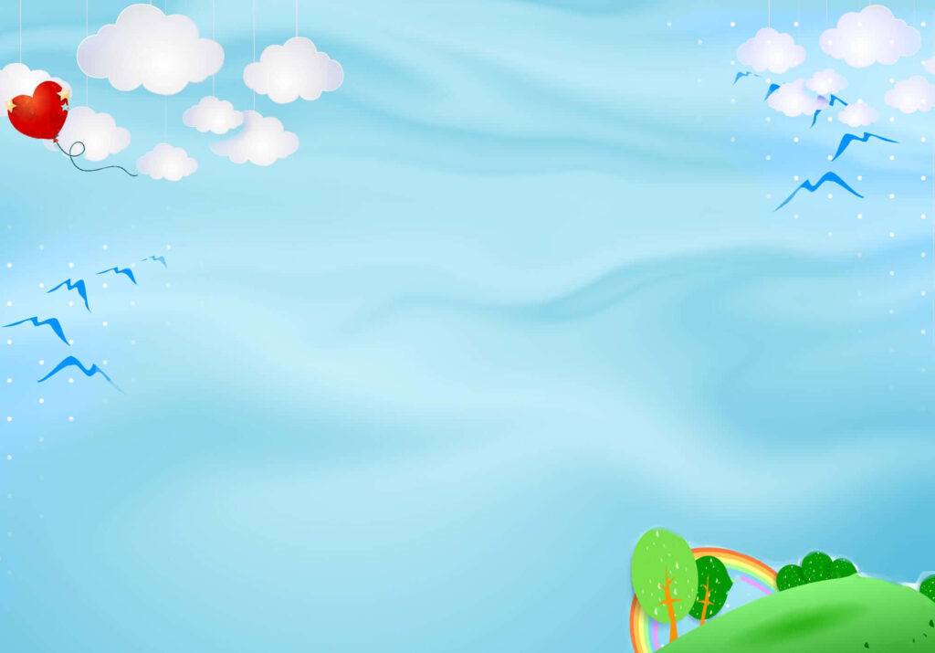 Cheerful Springtime Wallpaper: Vector Art with Blue Sky & Rainbow