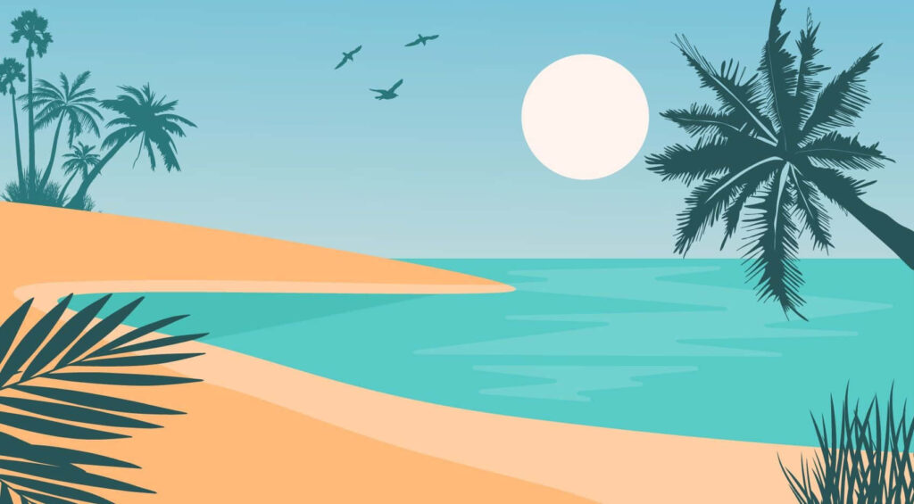 Tranquil Summer Beach Wallpaper: Golden Sand & Turquoise Waters
