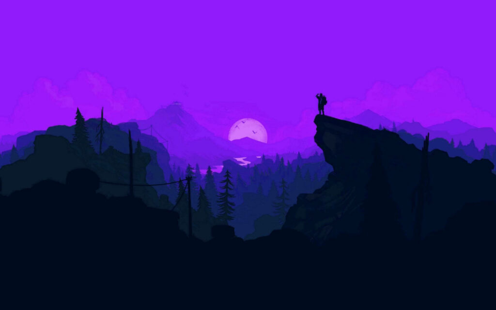 Firewatch Cliffs: A Serene Sunset Spectacle Wallpaper
