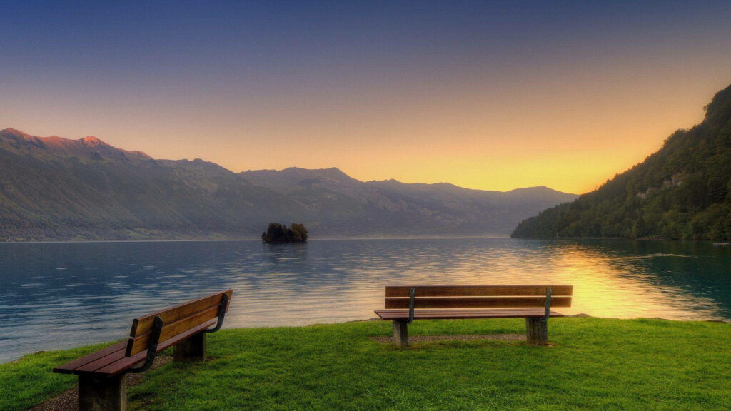 Serene Sunset Over Tranquil Lake - Peaceful Wallpaper Background