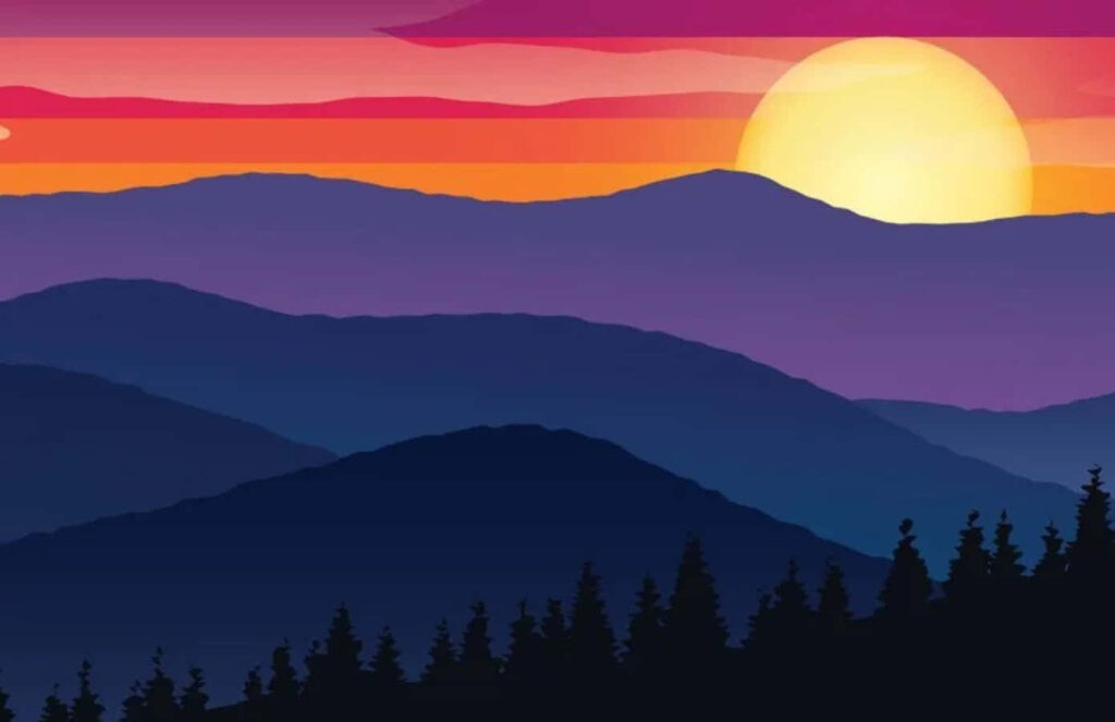 Vibrant Mountain Sunset Wallpaper: Serene Nature Background