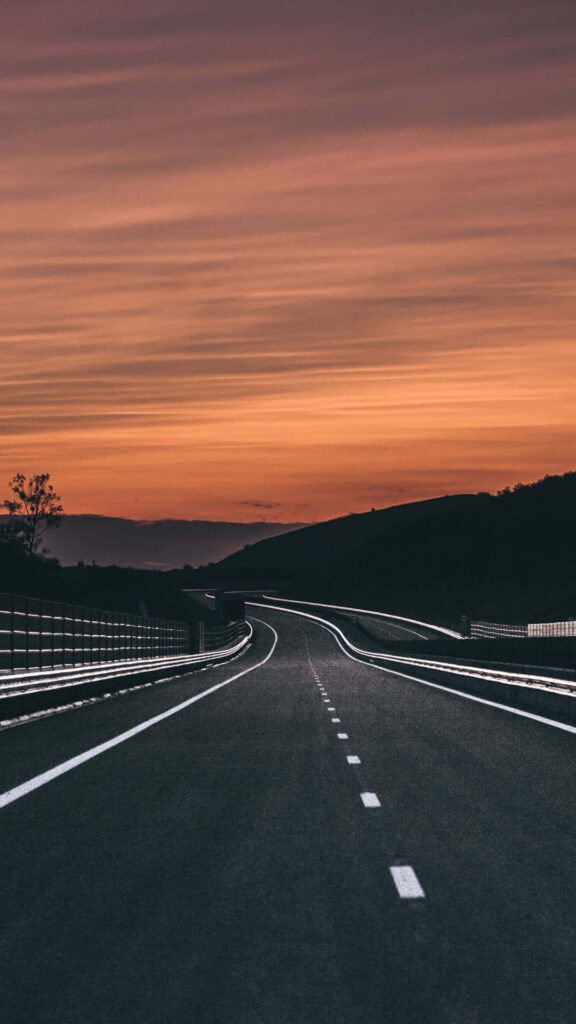 Enchanting Sunset Road Wallpaper for Samsung Galaxy Note 10 Plus