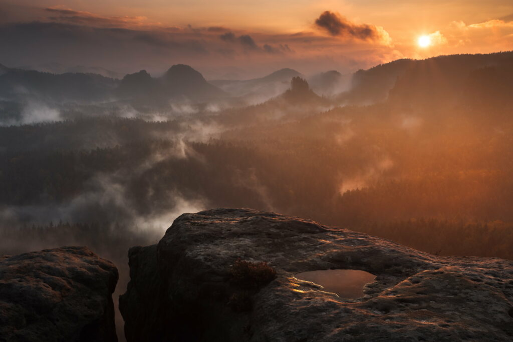 Serene Sunset Over Rugged Hill - Mystical HD Nature Wallpaper