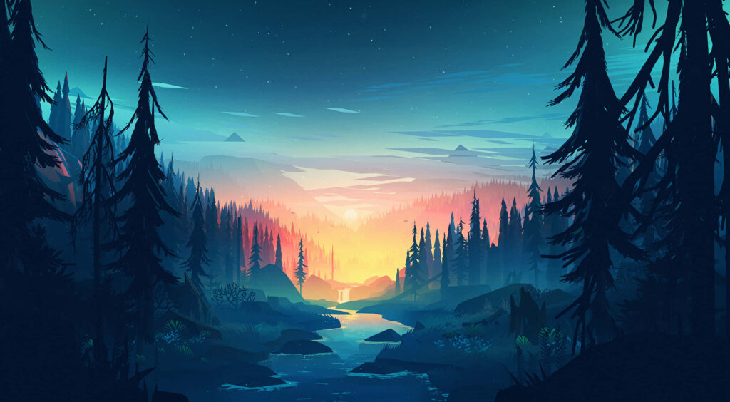 Stunning Sunset Forest Wallpaper for Samsung Dex | Vibrant Landscape