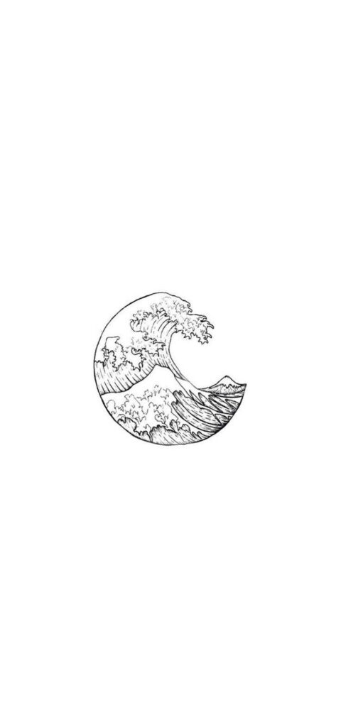 Simplicity in Monochrome: The Iconic Great Wave Off Kanagawa as an iPhone Wallpaper
