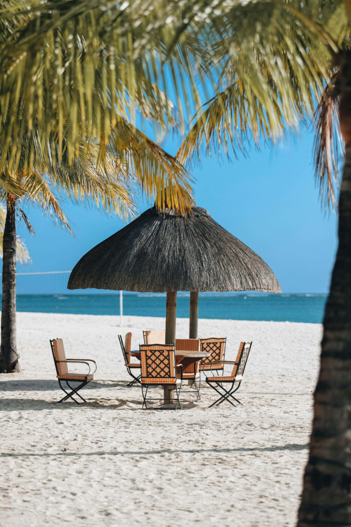 Serene Tropical Beach Wallpaper: Relaxing Ocean View and Palms