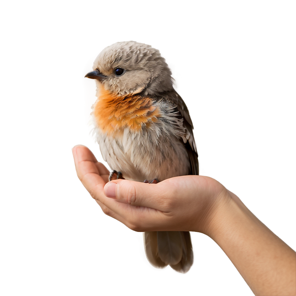 Serene Bird in Hand: Nature's Calm Wallpaper for Your Screen