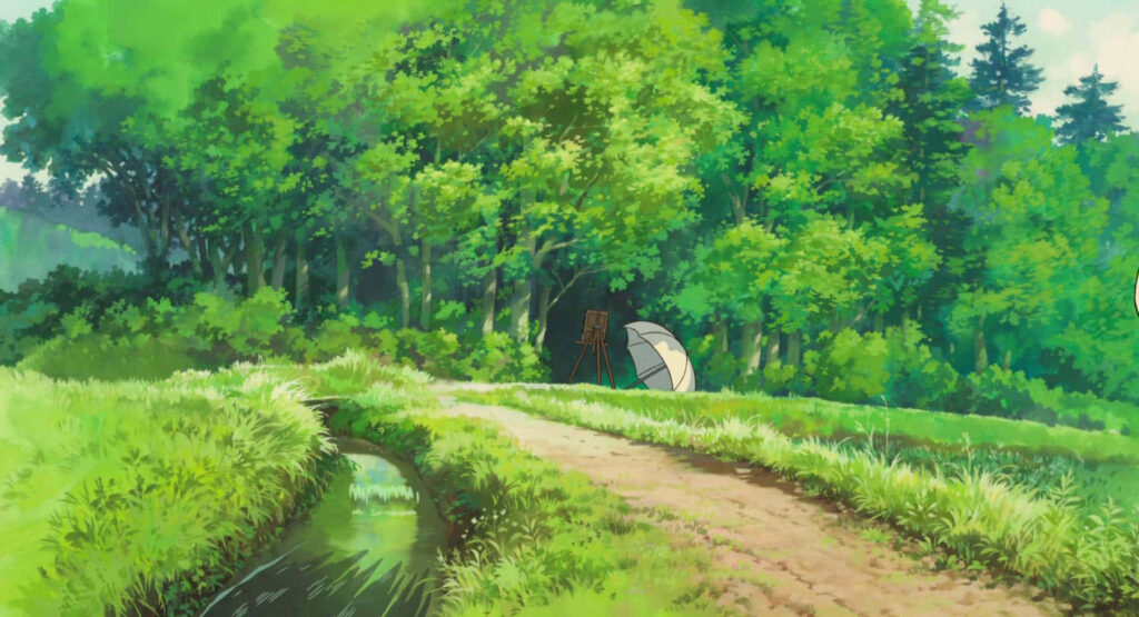 Serene Wallpaper Inspired by *The Wind Rises*: Tranquil Countryside Scene