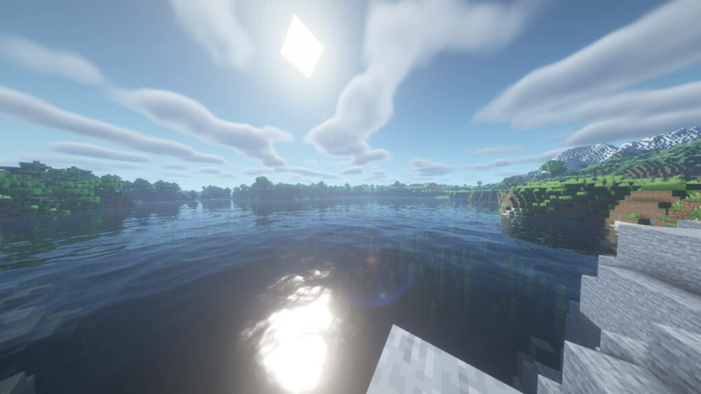 Serene Minecraft Scenery: Captivating Waterfront Living amidst Alluring Forests - A Mesmerizing Background Image Wallpaper