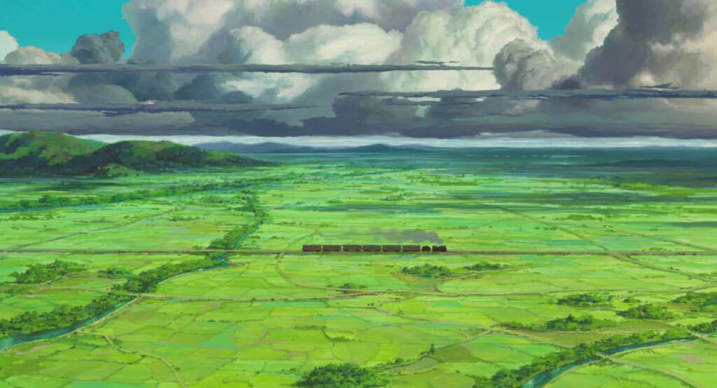 Serene Wind Rises-Inspired Wallpaper: Lush Landscape & Dramatic Sky