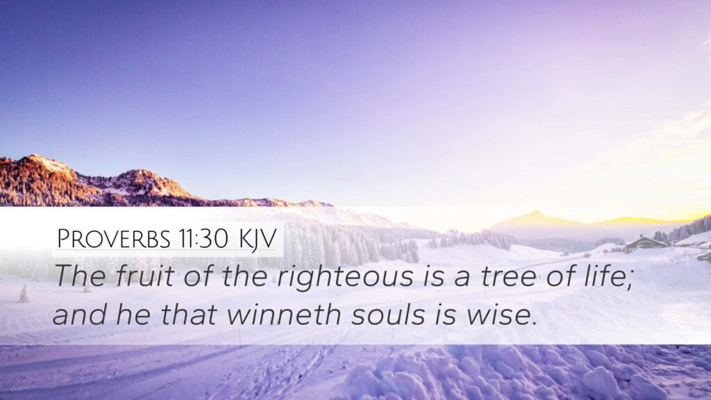 Serene Winter Landscape Wallpaper with Proverbs 11:30 Inspiration