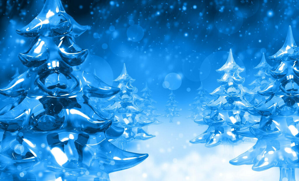 Serene Winter Scene: Glass-Like Christmas Trees Widescreen Wallpaper