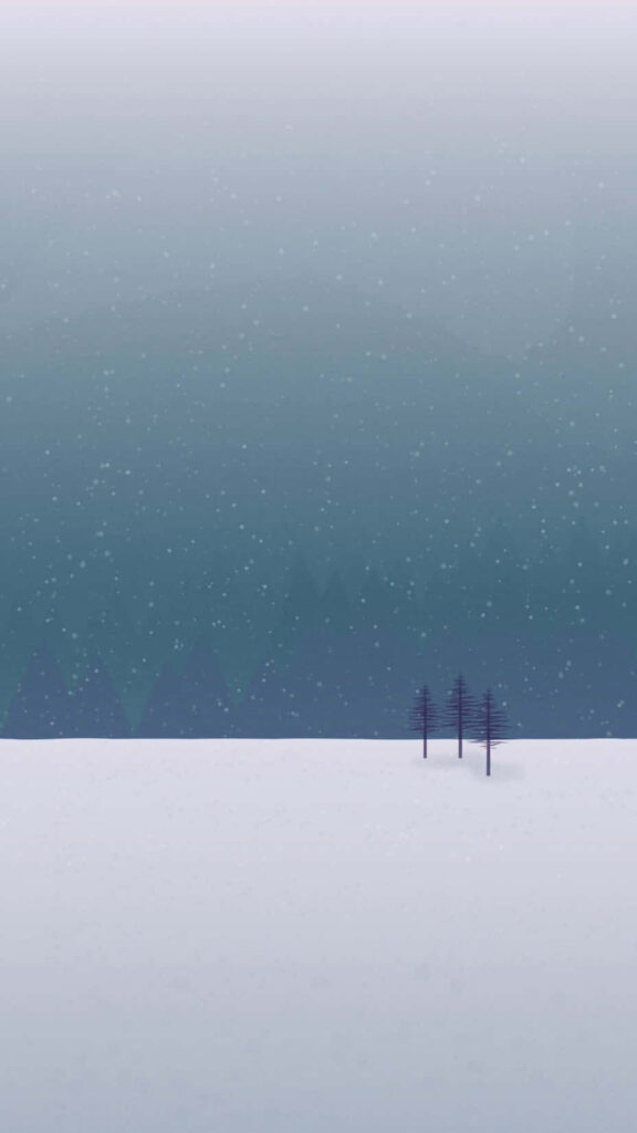 Minimalist Winter Wallpaper: Serene Snowy Landscape with Bare Trees
