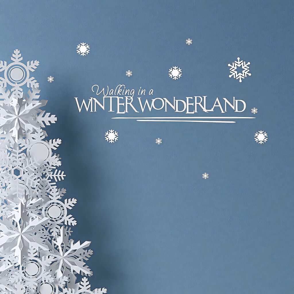Serene Winter Wonderland Wallpaper with Snowflakes & Holiday Elegance