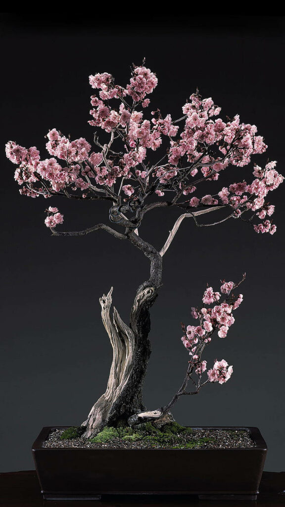 Blooming Beauty: Majestic Bonsai Cherry Blossoms in Vivid Display Wallpaper
