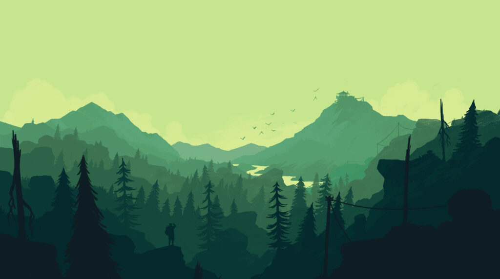 Windows 11: Serene Green Mountain Ranges in 4k Digital Art Wallpaper
