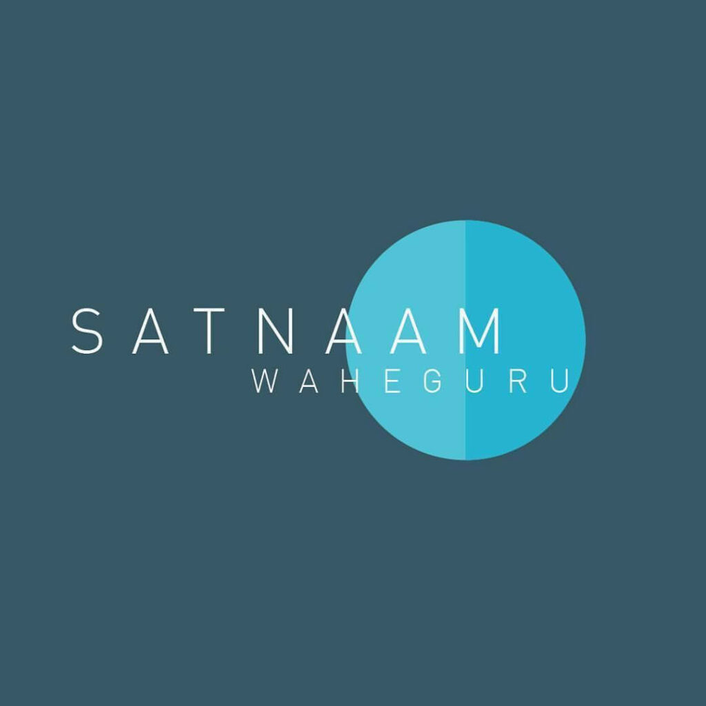 Serene Devotion: Waheguru Text in a Minimalist Design, Enclosed by a Tranquil Blue Circle on a Deep Green Backdrop Wallpaper