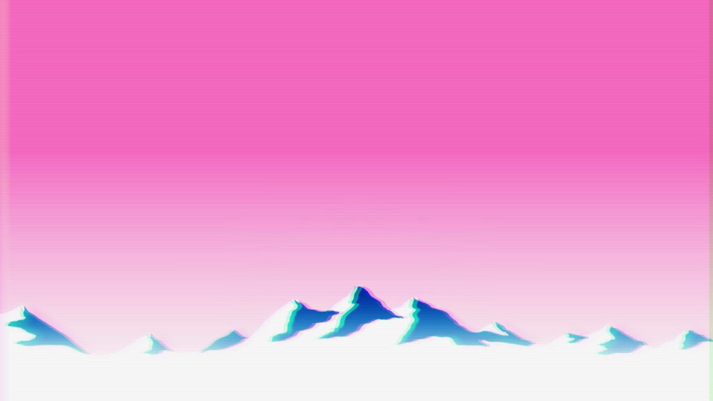 Aesthetic Serenity: A Dreamy Snow-Covered Mountain Setting with a Pastel-Tinted Horizon Wallpaper
