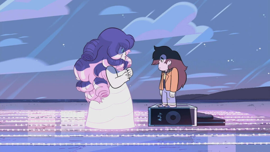 Serious Talks: Rose Quartz and Greg in Steven Universe iPad Wallpaper