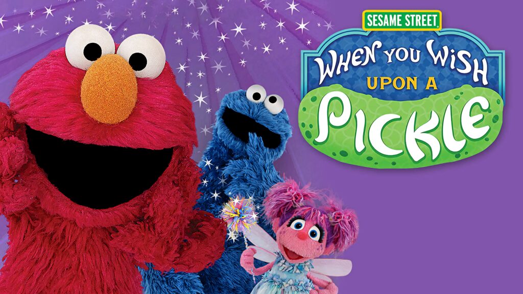 Sesame Street wallpaper with Elmo Cookie Monster Abby Cadabby on purple starry magical background