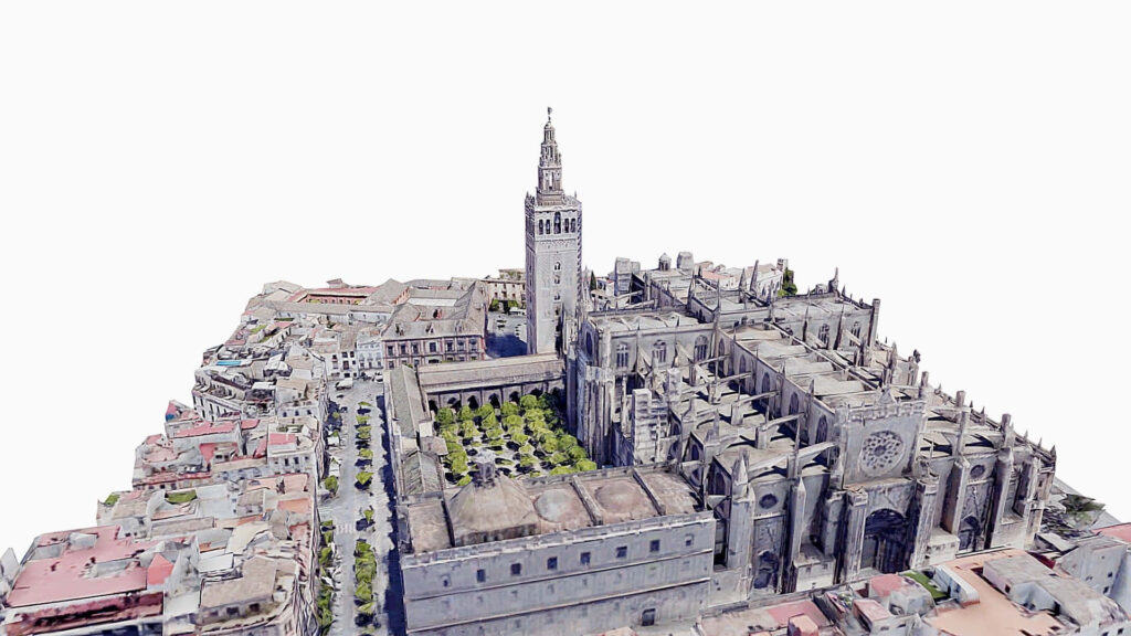Seville Cathedral in a Dream-like White Space Wallpaper