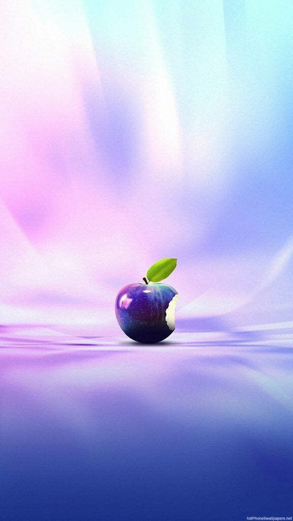 Apple Inc.'s Iconic Logo Shining Radiantly in a Purple iPhone Spectrum Wallpaper