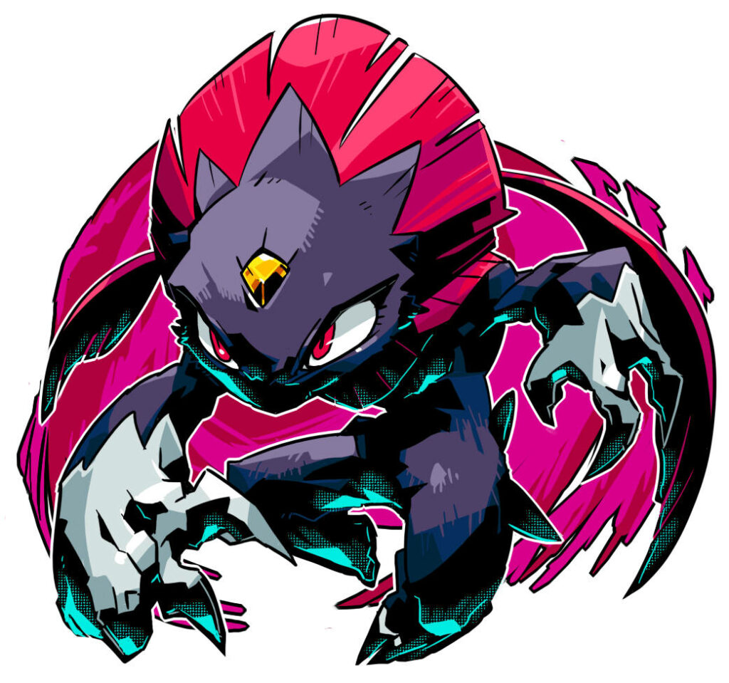 Shadow Strike: A Captivating Weavile Artwork Unleashing Its Ferocious Assault Wallpaper