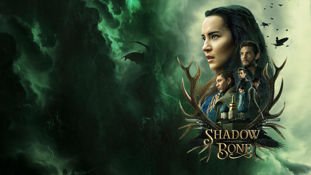 Shadow and Bone Green Wallpaper: Fantasy Design with Dragon Elements