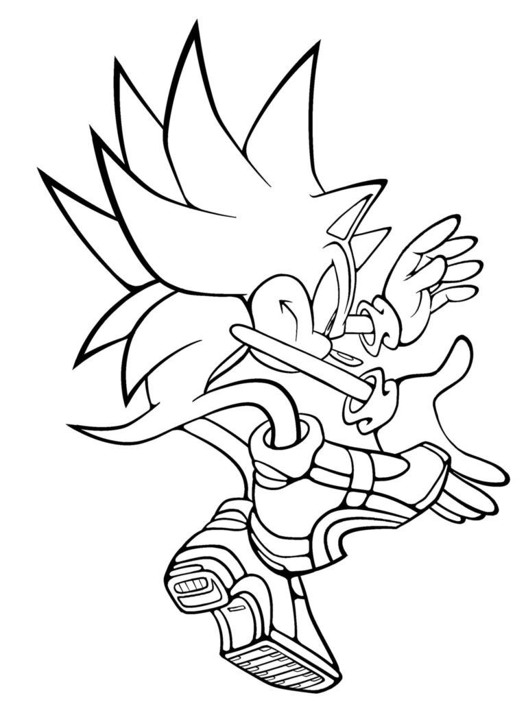 Dynamic Shadow the Hedgehog Line Art Wallpaper for Creative Coloring