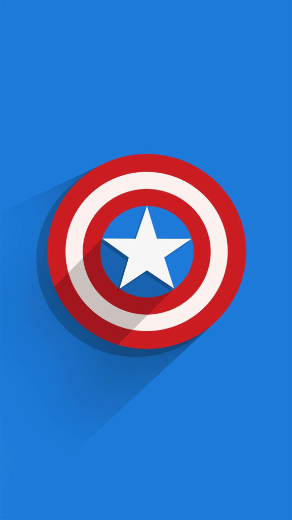 Shield of Freedom: Captain America's Iconic Badge with Dynamic Shadows on Dynamic Background Wallpaper