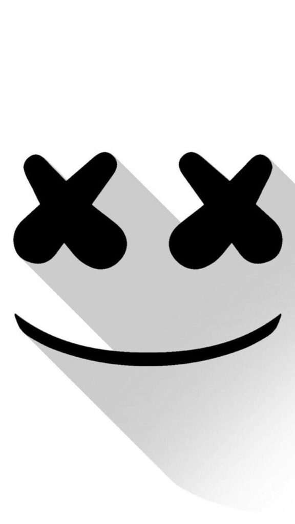 Mysterious Monochrome: The Enigmatic Black Visage of Marshmello on a White Canvas Wallpaper