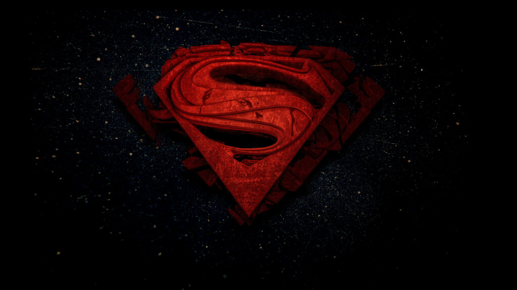 Shattered Hero: A Broken 3D Red Superman Logo Wallpaper