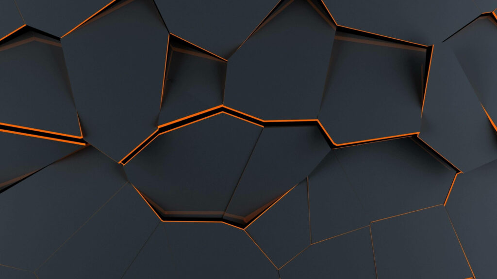 Cracked Surfaces: A Captivating 4K Ultra HD Wallpaper Featuring an Erupting Fusion of Dark Shadows and Vibrant Orange Accents