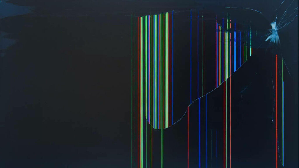 Disrupted Display: A Broken RGB Wallpaper with Cracked Lines