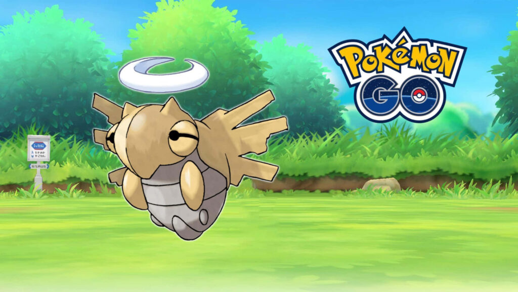 Shedinja in Lush Field: Ethereal Pokémon Go Wallpaper Background