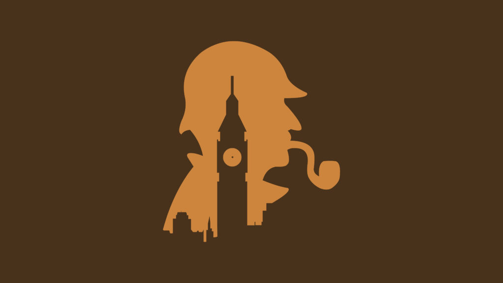 Sherlock Holmes Minimalist Vector Wallpaper: Iconic Profile & London